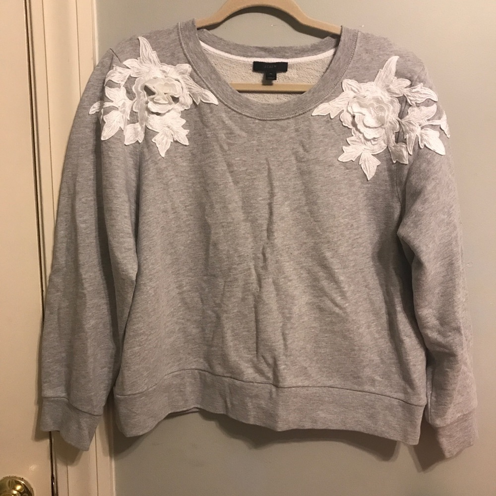J.Crew Lace Appliqué Sweatshirt